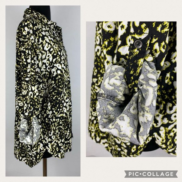 Rock & Republic XXL Animal Cheetah Leopard Print Button Down Roll Tab Sleeves - Picture 9 of 12
